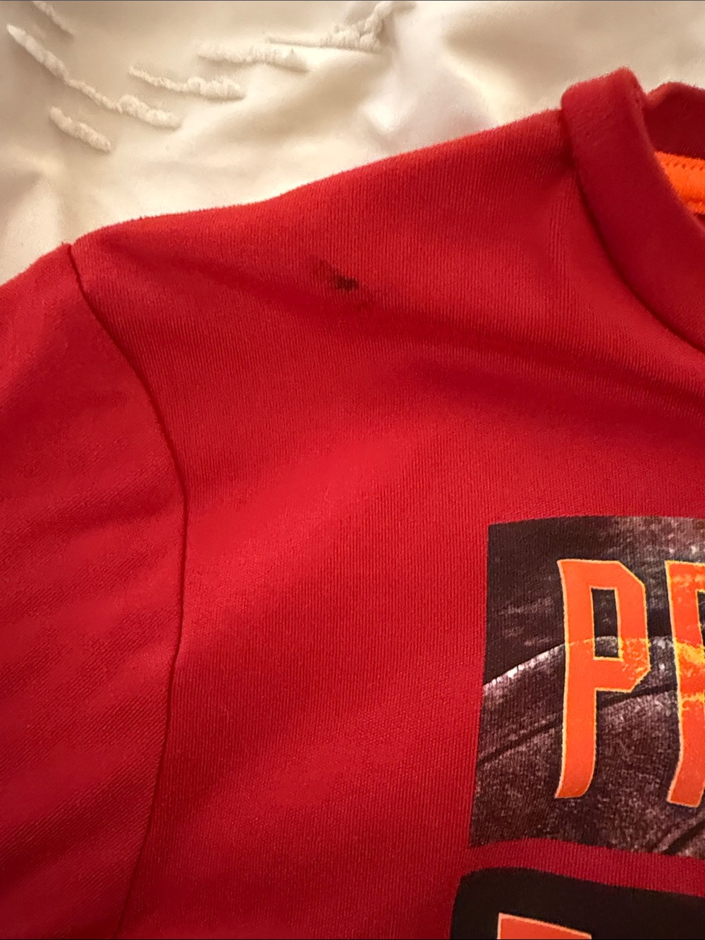 Champion Red Short Sleeve Tee with Orange Graphic - Picture 3 of 5